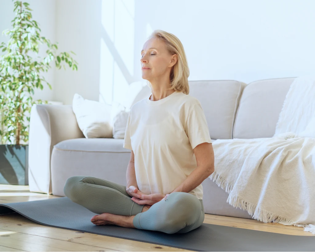 Woman practicing mindfulness for symptom relief