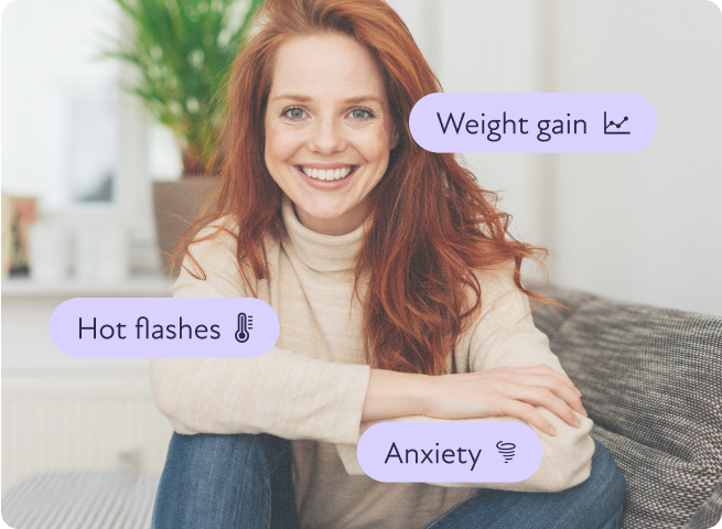 Woman smiling with menopause symptoms